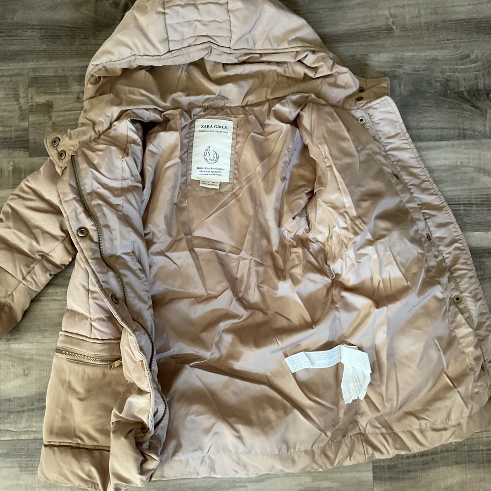 Zara down hooded coat girls 6/7 - Picture 2 of 5